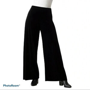 Alex Evenings Velvet Stretch Wide Leg Pants Black